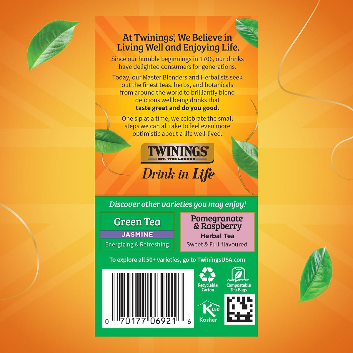 Twinings Green Pomegranate, Raspberry & Strawberry Tea Bags 20 CT (6 Pack)