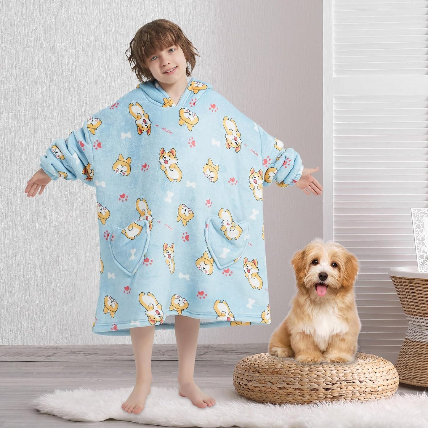 Fiosnow Glow in the Dark Unicorn Blanket Hoodies for Kids 6-13YR Oversize Wearable Blanket Hoodies for Boys Girls Teens