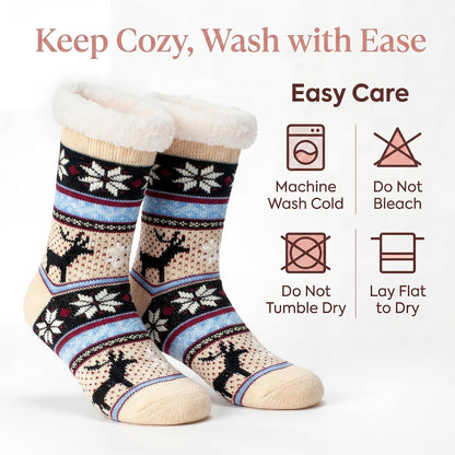 Cozylook Fuzzy Slipper Socks for Women with Grips Warm Cozy Soft Non-Slip Winter Socks Cozy Gift Idea