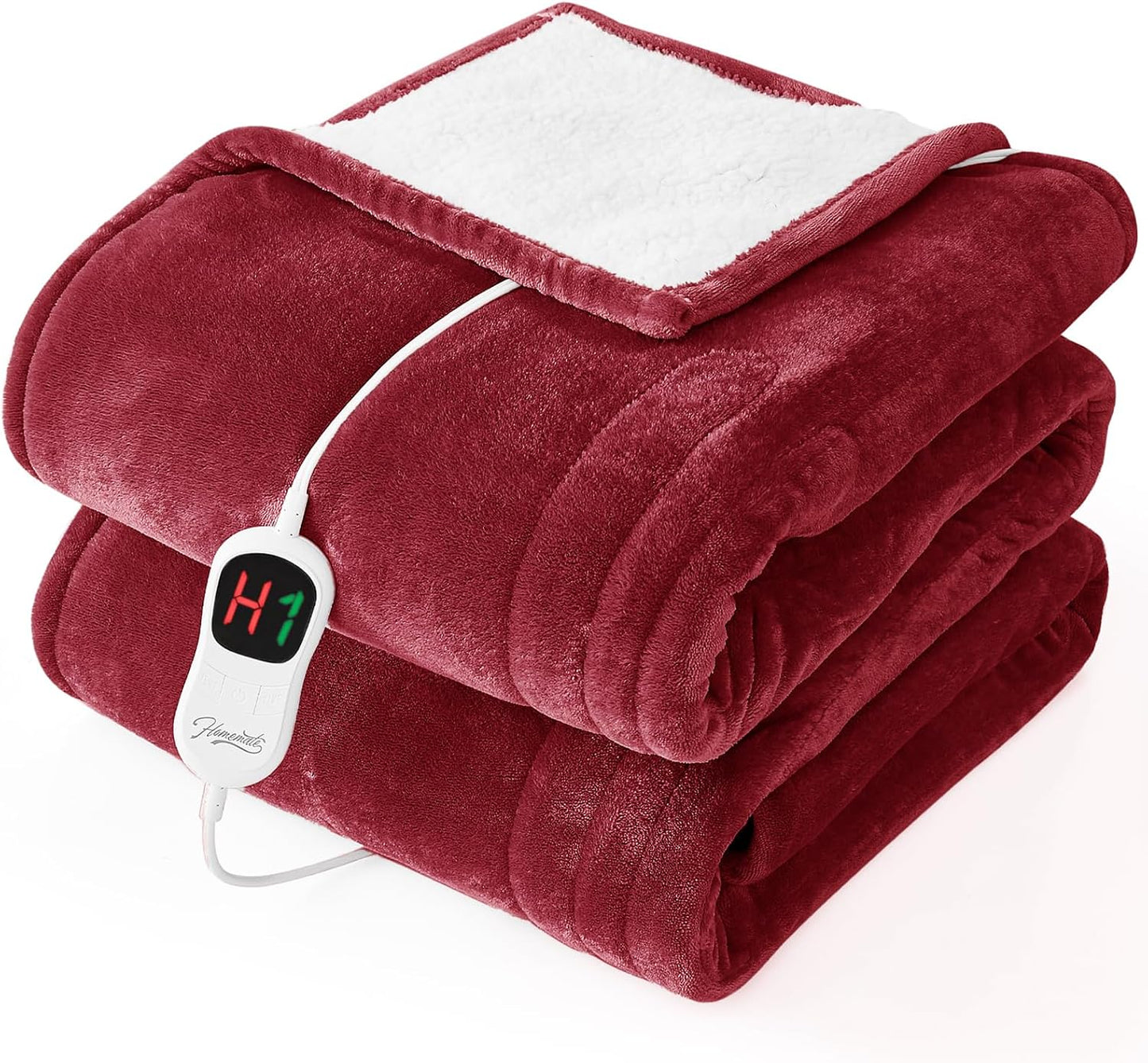 Homemate Electric Heated Blanket Twin - 62"x84" Heating Bed Blankets Throw with 10 Heating Levels 8 Hours Auto Off Fast Heating Over-Heated Protection Ultra Soft Warm Flannel ETL Certified Grey - Colors B