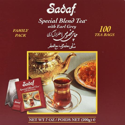 Sadaf Earl Grey Tea Bags | Special Blend Earl Grey Ceylon Black Tea | Product harvested in Sri Lanka | 100 bags (pack of 1)