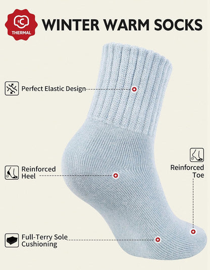 CLOSEMATE Womens Thick Full Cushioned Thermal Warm Boot Socks for Winter 3 Pairs