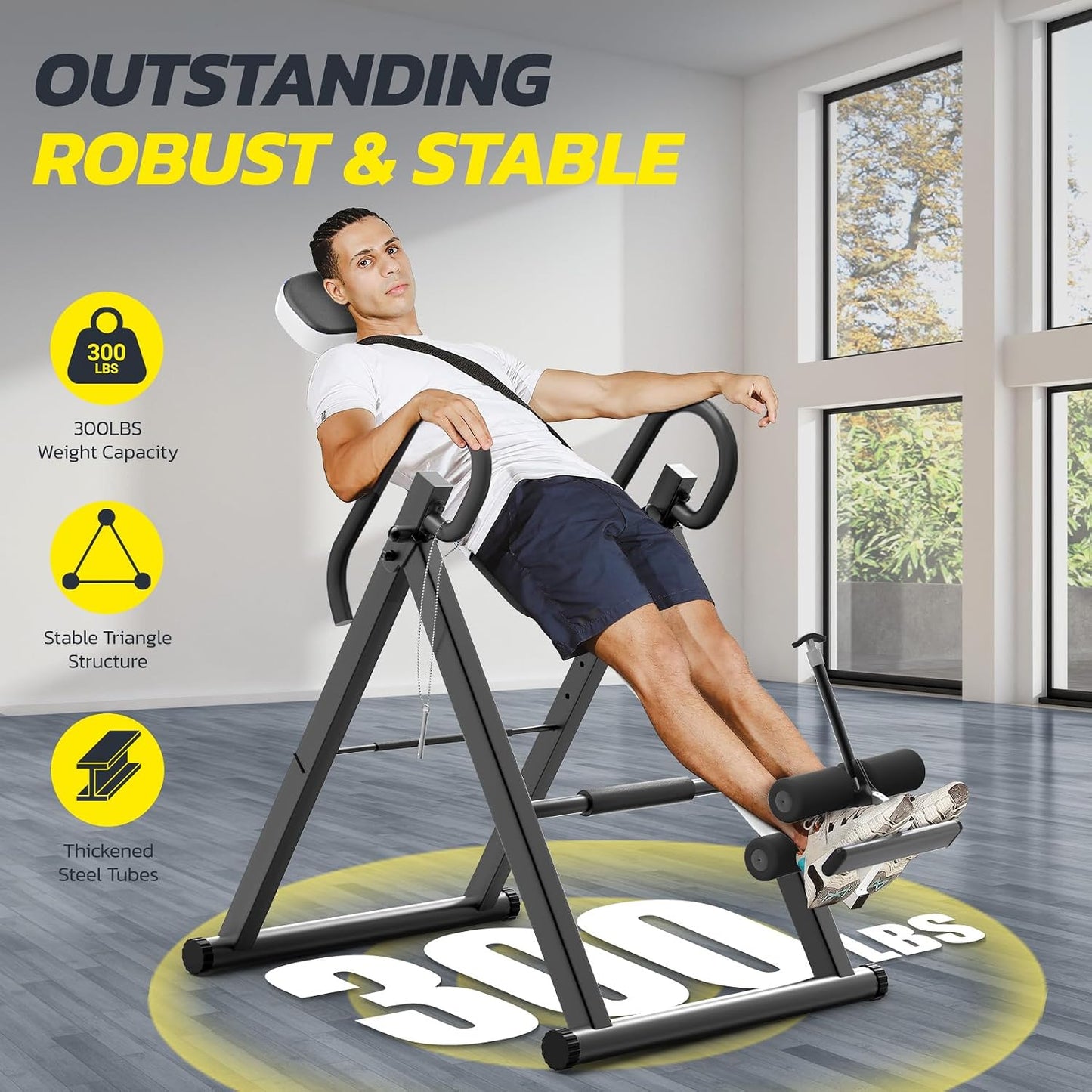 YOLEO Gravity Inversion Table for Back Pain Relief 2026 New Inversion Table w/Lumbar Support Easy to Assemble Back Stretcher Machine 300 lbs