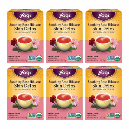 Yogi Soothing Rose Hibiscus Skin DeTox Tea, 16 Tea Bags (6 Pack)