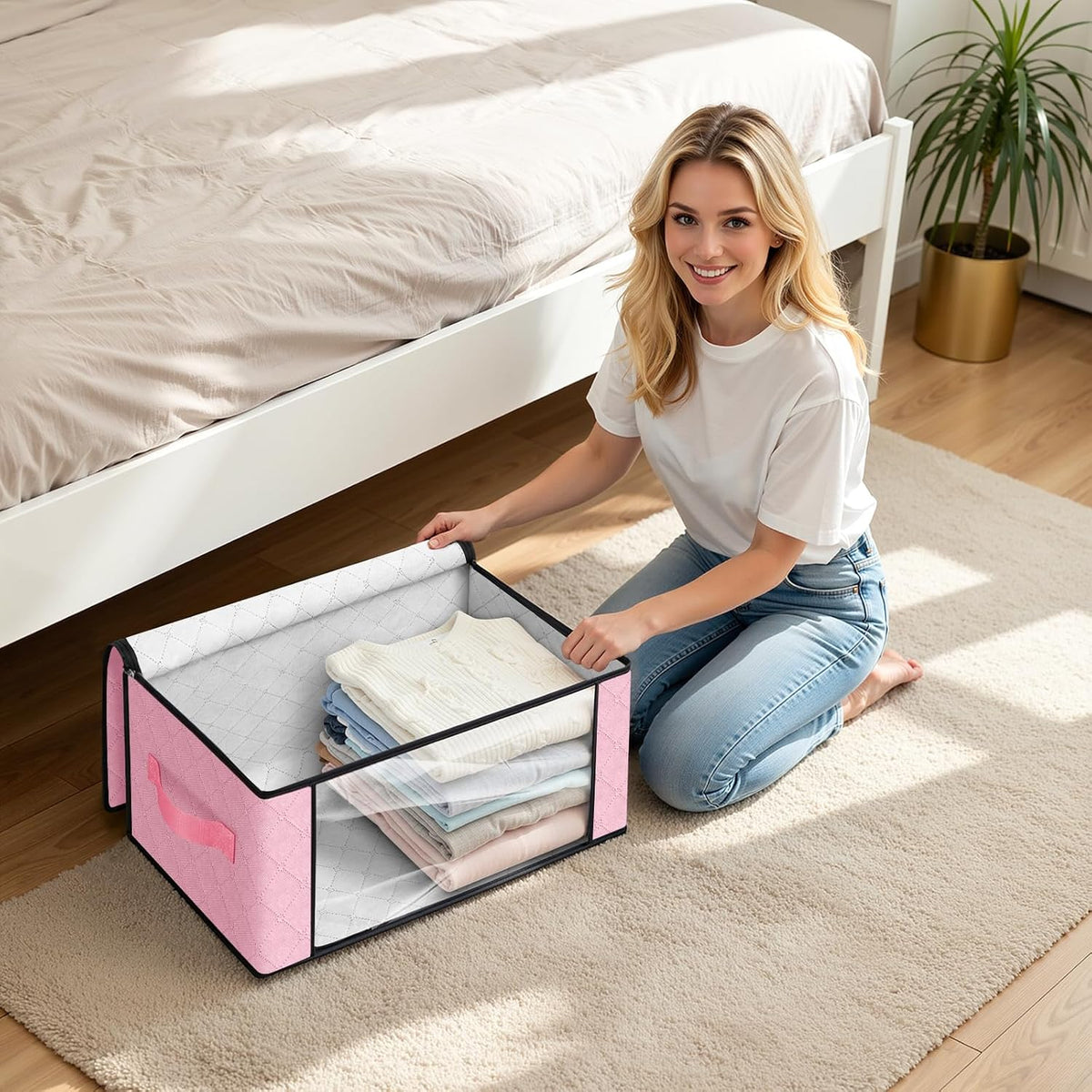 Fab totes Storage Bags for Clothes Blanket Storage Bins with Lids