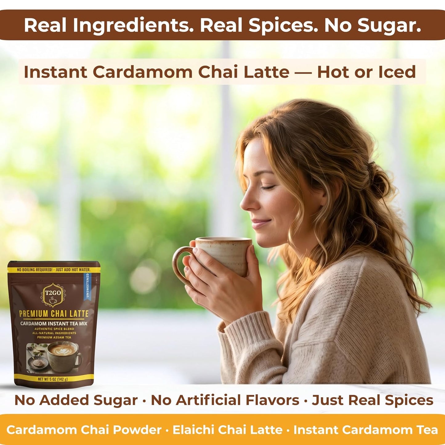 T2GO Authentic Karak Masala Chai Tea Mix – Just Add Water, 8 oz | Bold karak-style masala chai — real milk & spices in every scoop, no simmering