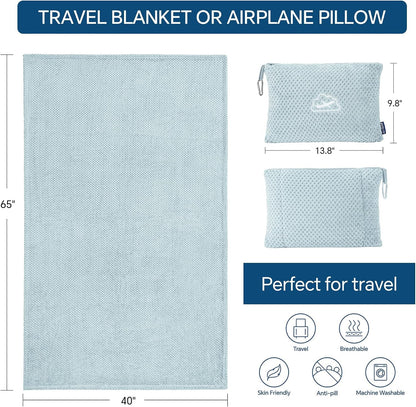 BEDELITE Travel Blanket with Bag, Jacquard Fleece Blanket 65"x40", Blue