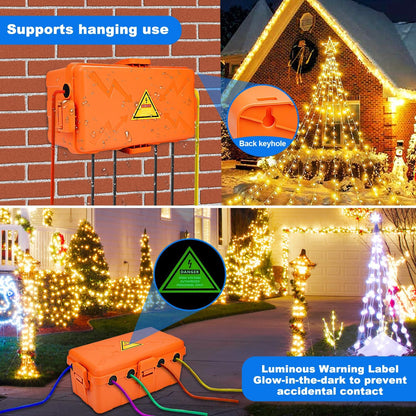 Hrensaw Large Outdoor Electrical Box Waterproof(12.5x8.5x5inch),IP54 Waterproof Outdoor Outlet Covers,Weatherproof Extension Cord Covers Protect Outlet,Plug,Timer,Power Strip,Holiday Light,Black
