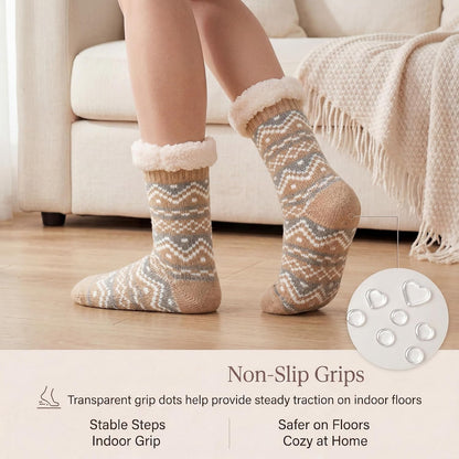 Cozylook Fuzzy Slipper Socks for Women with Grips Warm Cozy Soft Non-Slip Winter Socks Cozy Gift Idea
