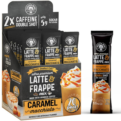 The Frozen Bean Vanilla Bean Frappe & Latte Instant Mix (10 Sticks), Made with Arabica Coffee, Double Shot Caffeine, Low Sugar & Premium Ingredients, Hot, Iced, or Blended Drinks
