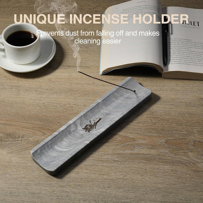Koville Marble Incense Holder, Incense Holder for Sticks, Incense Sticks Holder Ash Catcher for Meditation Yoga SPA, Natural Stone Incense Burner, Home Table Decor (Grey)