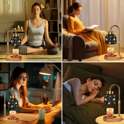 Candle Warmer Lamp with Timer and Dimmer, Height and Brightness Adjustable, Black Electric Wax Warmer for Women Mom, Best Birthday and House Warming Gift New Home Decor