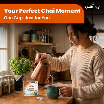 QuikTea Instant Chai Tea Latte Mix, Ginger, 20 Sachets
