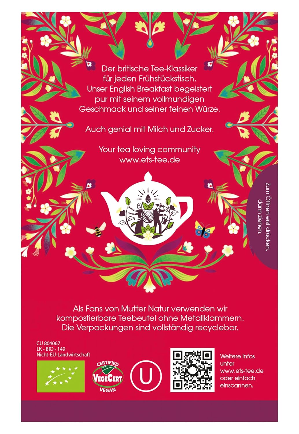 English Tea Shop Organic English Breakfast Tea - 20 Sachet Teabags