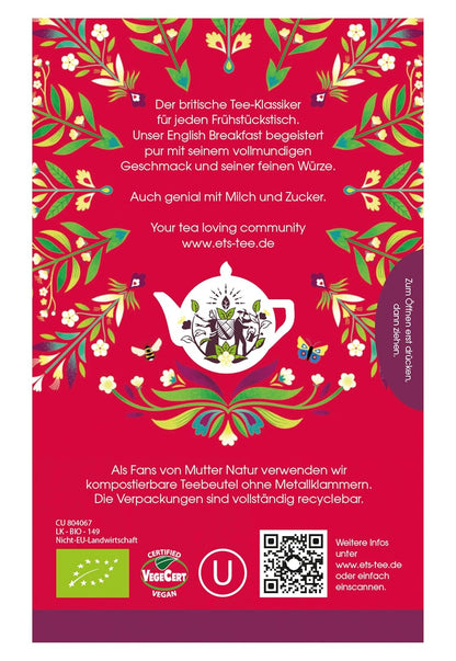 English Tea Shop Organic English Breakfast Tea - 20 Sachet Teabags