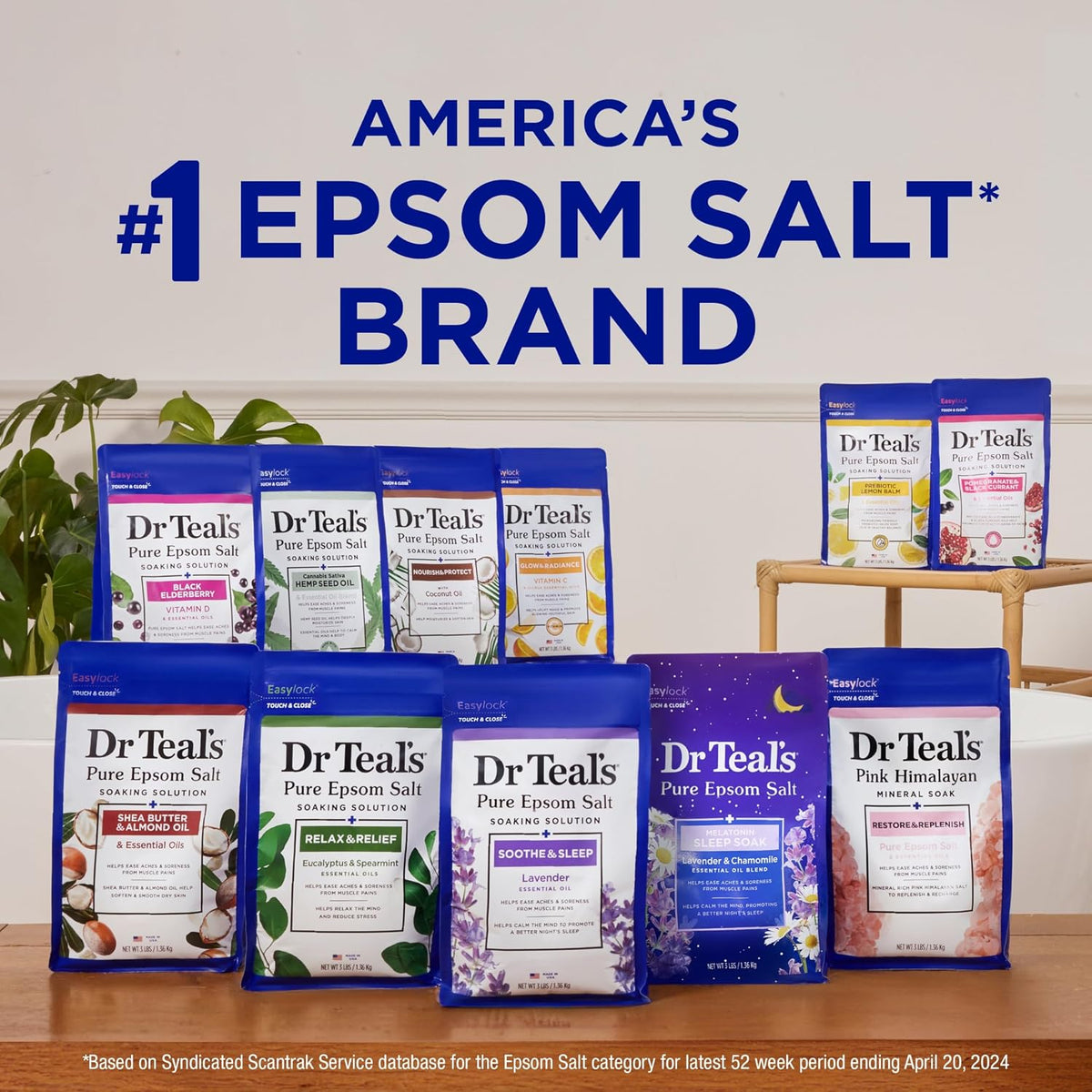Dr Teal's Epsom Salt Magnesium Soak, Restorative Minerals with Magnesium, Potassium & Zinc, 3 lbs