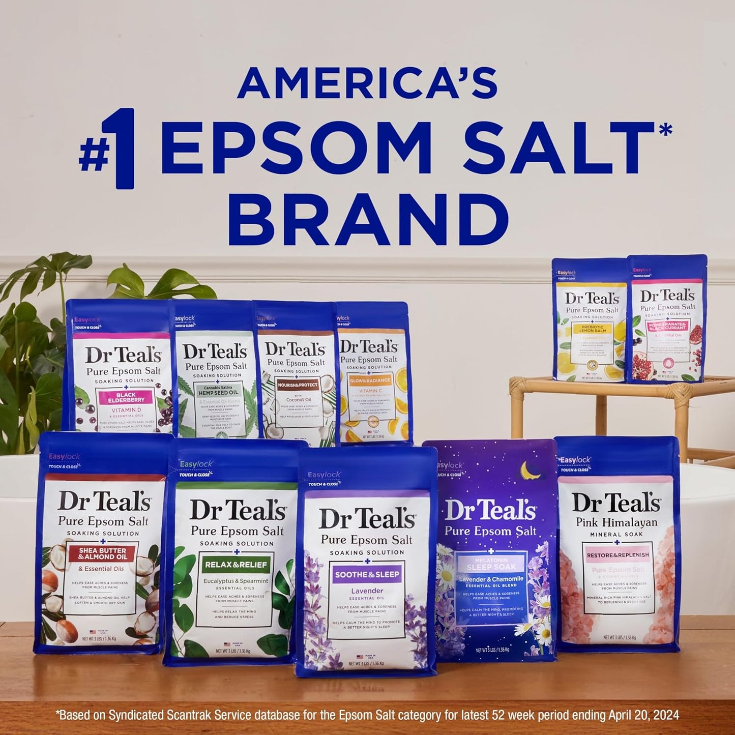 Dr Teal's Epsom Salt Magnesium Soak, Wellness Therapy with Rosemary & Mint, 3 lbs