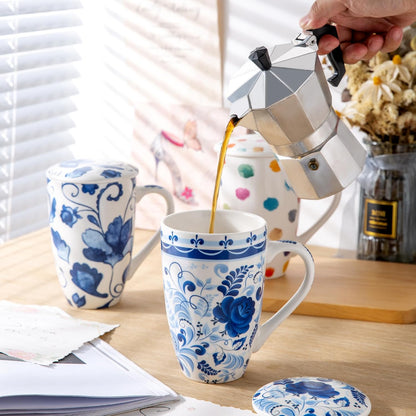 GBhome Tea Mug with Infuser and Lid, 18 Ounce Large Ceramic Loose Leaf Cup, Microwave, Dishwasher Safe, Perfect for Tea Lovers