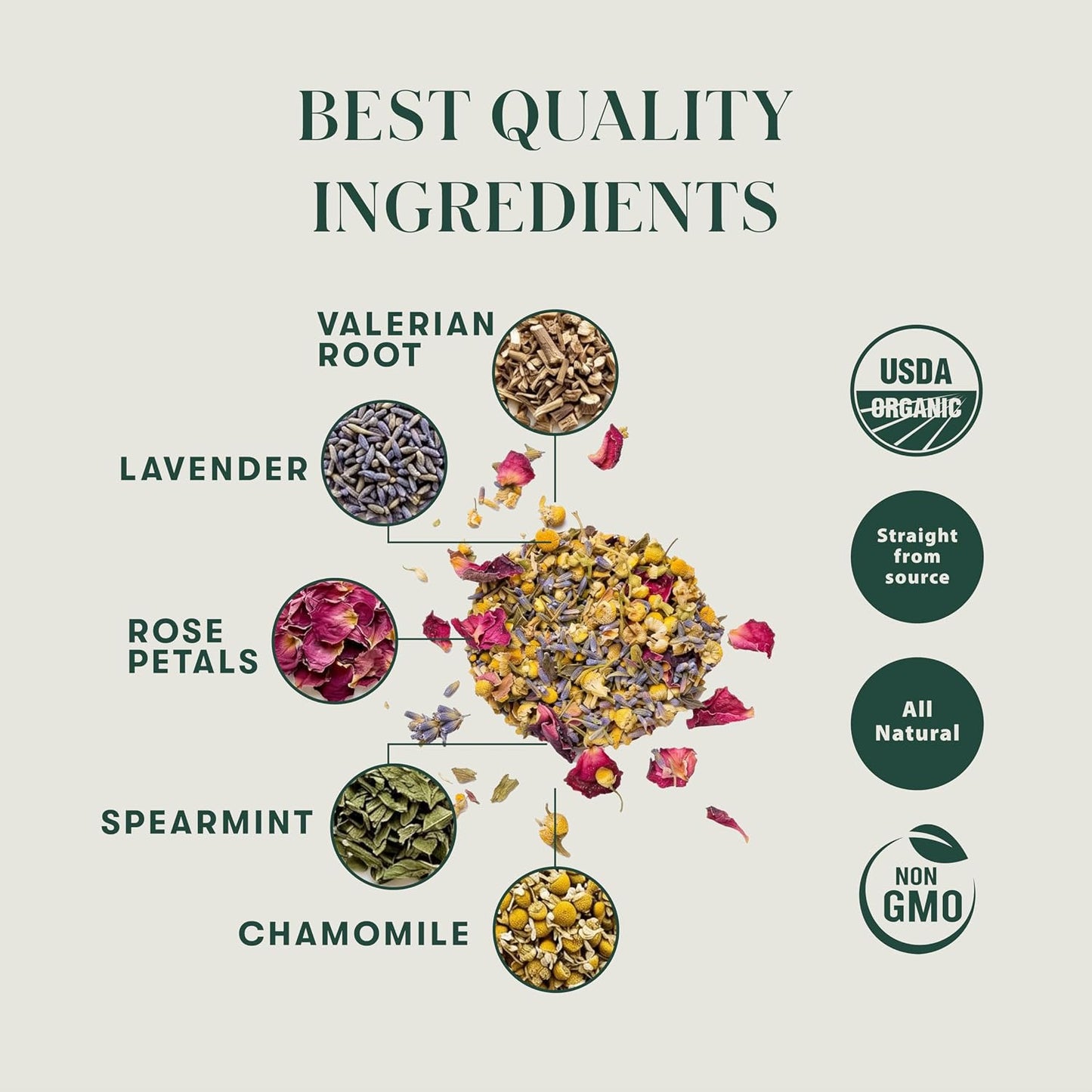 Luxmi Estates Organic Valerian Root, Chamomile, & Lavender Loose Leaf Tea 50g/1.76oz (25 cups) for Sleep | Caffeine Free Wellness Sleep Tea