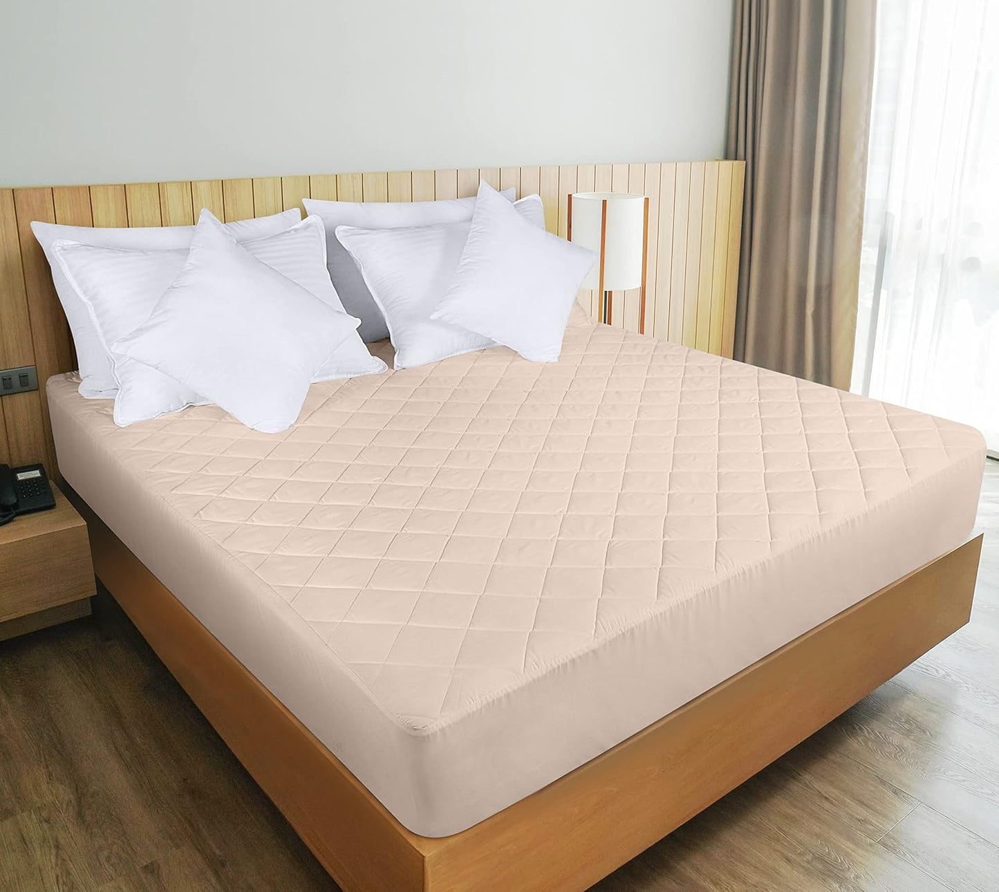 Quilted Fitted Mattress Pad, Queen Mattress Protector Topper with Deep Pocket Stretches up to 16 Inches, Machine Washable Mattress Cover by Utopia Bedding (White)