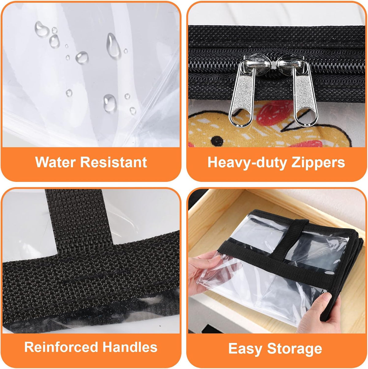 SpaceTrove Clear Storage Bags, 4-Pack Under Bed and Closet Organizers 40L