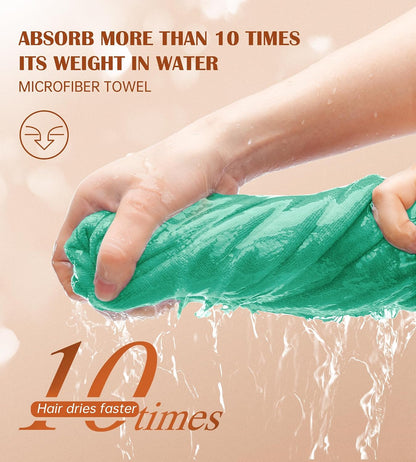 POPCHOSE Microfiber Hair Towel Wrap, 3 Pack Fast Drying Hair Turban, Stocking Stuffers for Women, Soft Ultra Absorbent, No Frizz Hair Wrap Towels for Women Wet Hair, Curly, Longer, Thicker Hair