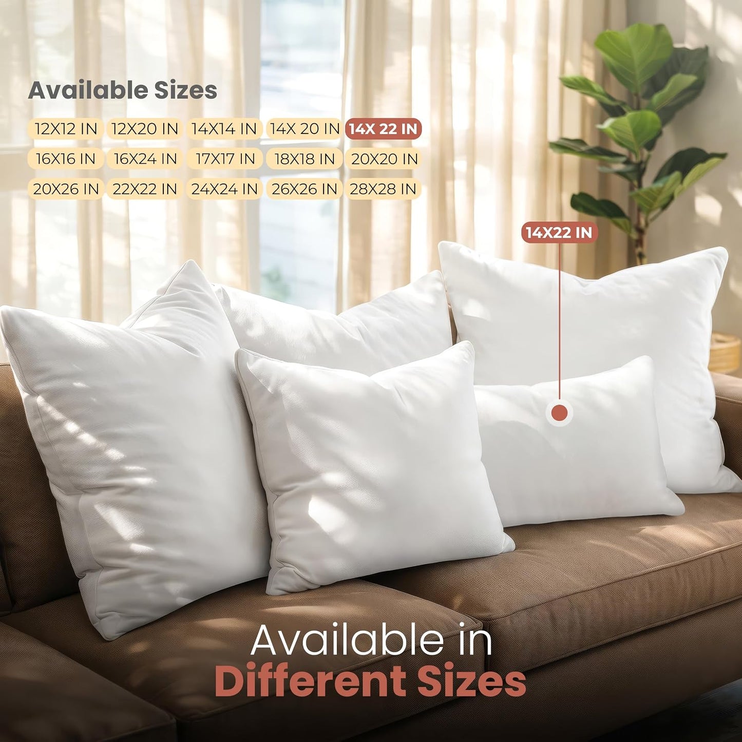 Utopia Bedding 12x20 Pillow Inserts, Set of 2, White – Indoor Decorative Throw Pillows for Bed, Sofa & Couch – Soft, Supportive & Fluffy Cushion Inserts