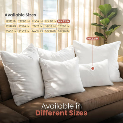 Utopia Bedding 12x20 Pillow Inserts, Set of 2, White – Indoor Decorative Throw Pillows for Bed, Sofa & Couch – Soft, Supportive & Fluffy Cushion Inserts