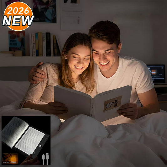 XL LED Flat Book Light for Reading at Night in Bed, Matte Pink | Eye-Caring Page Illuminator 3 Color Temperatures Stepless Dimmable USB Rechargeable, Portable Flat Panel Lamp with Soft