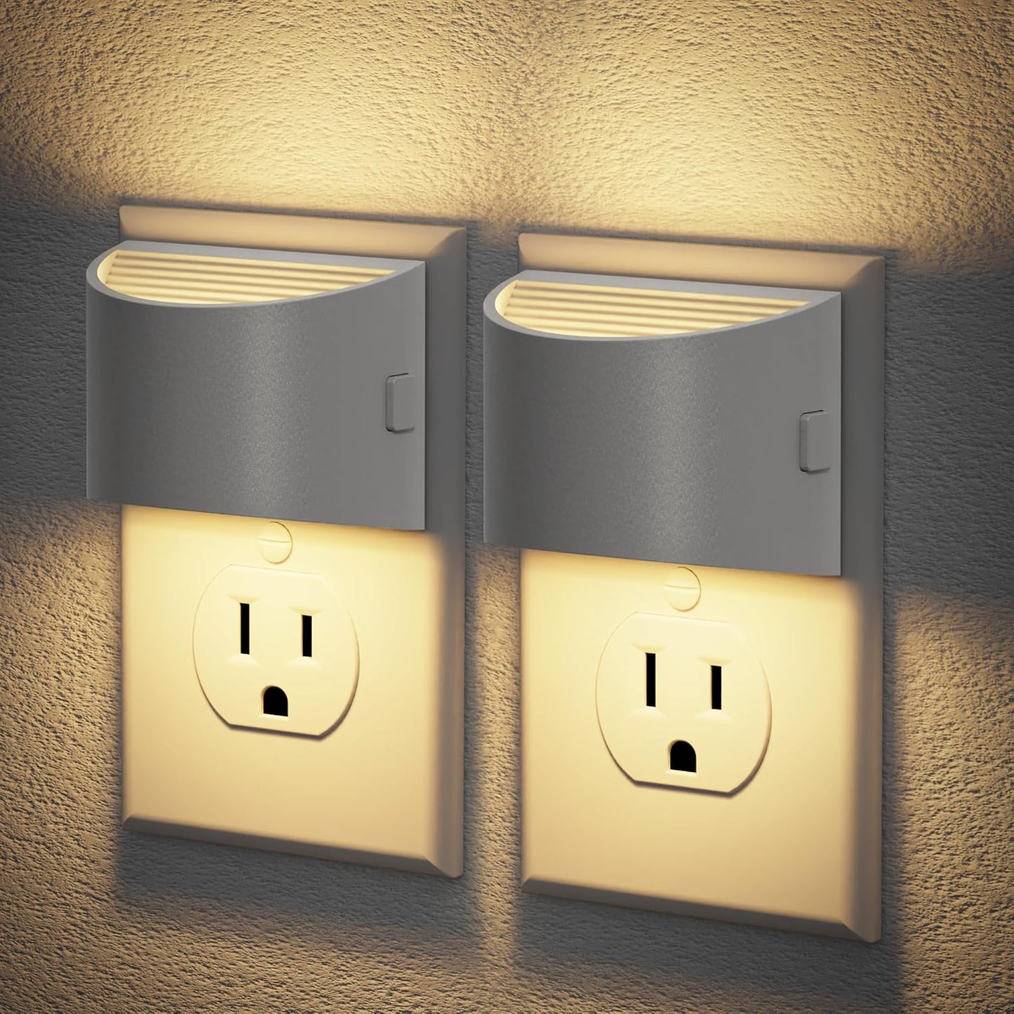 JandCase Night Light, Modern Night Lights Plug into Wall,2 Pack Dusk to Dawn Sensor Nightlight, Amber Brightness Adjustable Nightlight for Kids Bathroom Hallway Kitchen Bedroom Decor