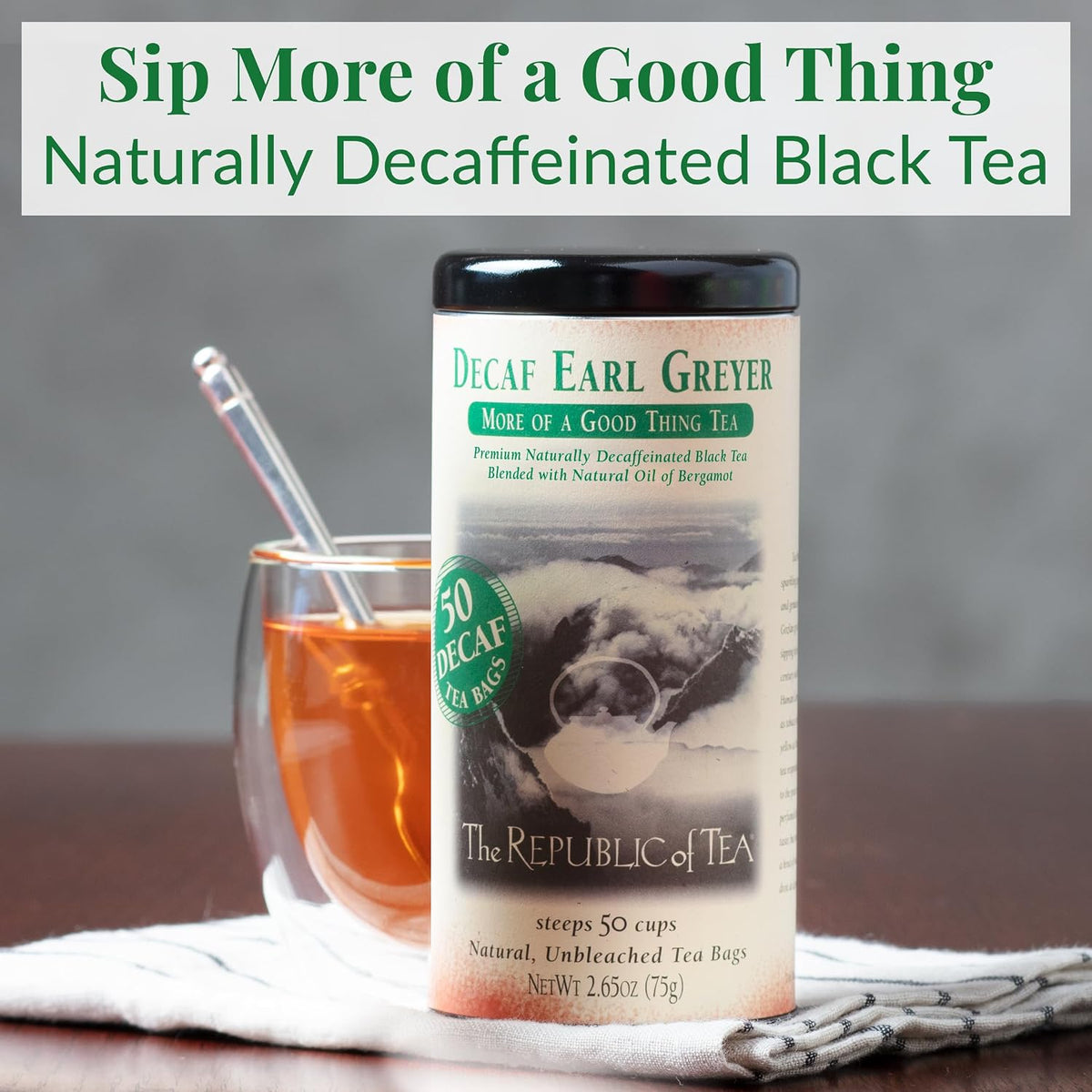 The Republic of Tea Decaf Earl Greyer Black Tea, 50 Count