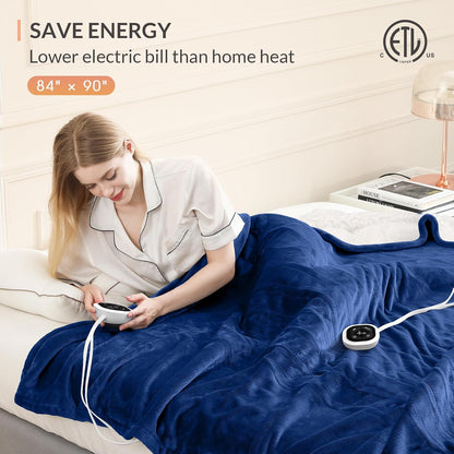 HOMLYNS LuxeHeat Heated Blanket Electric Blanket, Soft Flannel Sherpa Heated Throw, Heating Blanket with 5 Heat Settings, 3 hrs Timer Auto Shut Off (50x60 inches, Purple), Only for 120V Voltage Use