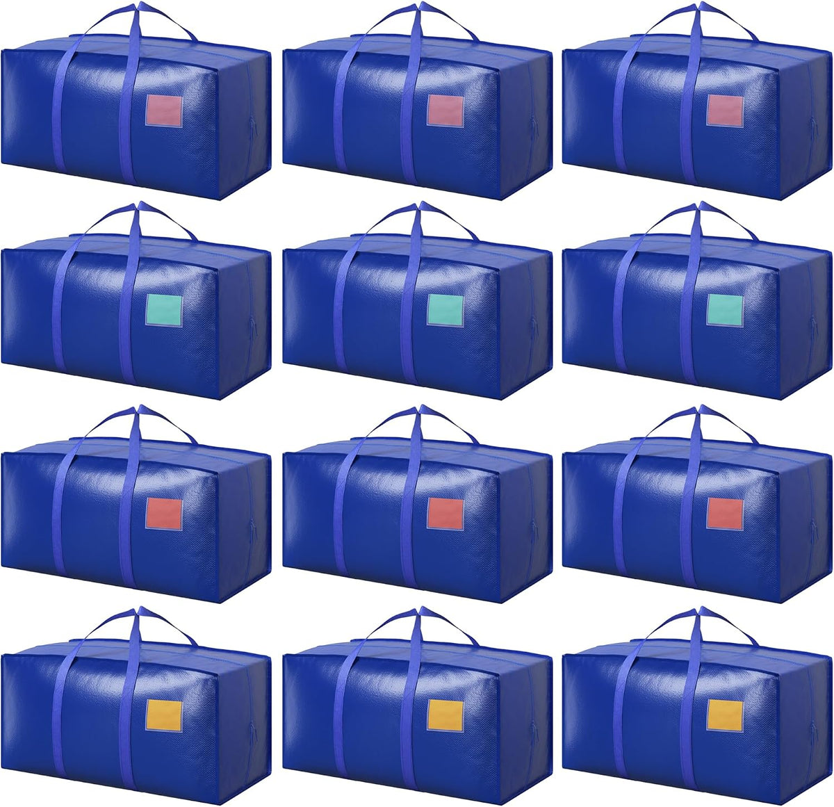 Moving Bags Heavy Duty 210GSM with Full-Open Side Zipper, 93L 220lbs Waterproof Foldable Storage Totes for College Dorm Move-In, Moving Boxes Alternative & Home Organization, Blue