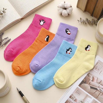 Eurzom 10 Pairs Socks Womens Crew Elastic Ankle Length Cotton Socks Aesthetic Cute Lightweight Low Cut Gifts for Women - Colors A