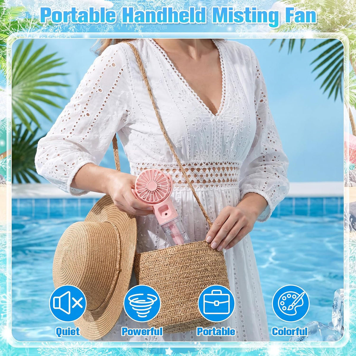 Misting Fans Portable Handheld Rechargeable, Spray Fan