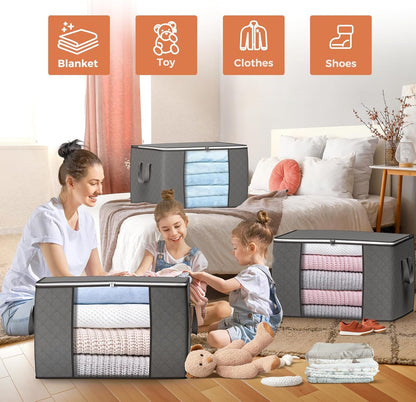 90L Large Storage Bags, Clothes Storage Bins Closet Organizers