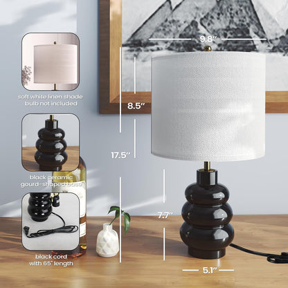 21" Modern Ceramic Table Lamp Set of 2 for Bedroom, Touch Control White Desk Lamps for Living Room, Farmhouse Bedside Lamps for Nightstand, End Table Lamps for Dorm Beige, Bulbs Not Included
