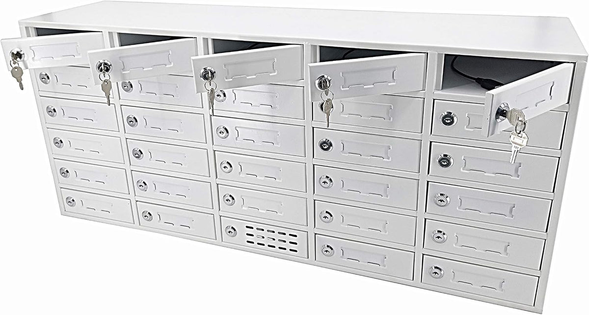FixtureDisplays® 30-Slot Cell Phone Smartphone Charging Station Lockers Assignment Mail Slot Box USB Femal Ports in Each Slot Max 5 Watts Per Slot Output 15252-USB-NPF
