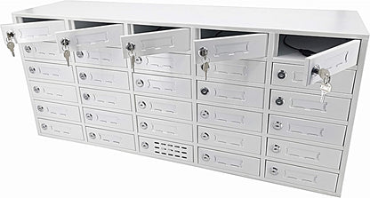 FixtureDisplays® 30-Slot Cell Phone Smartphone Charging Station Lockers Assignment Mail Slot Box USB Femal Ports in Each Slot Max 5 Watts Per Slot Output 15252-USB-NPF