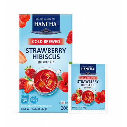 Damtuh Strawberry Hibiscus Cold Brew Tea Bags, Caffeine-Free, 20 Count
