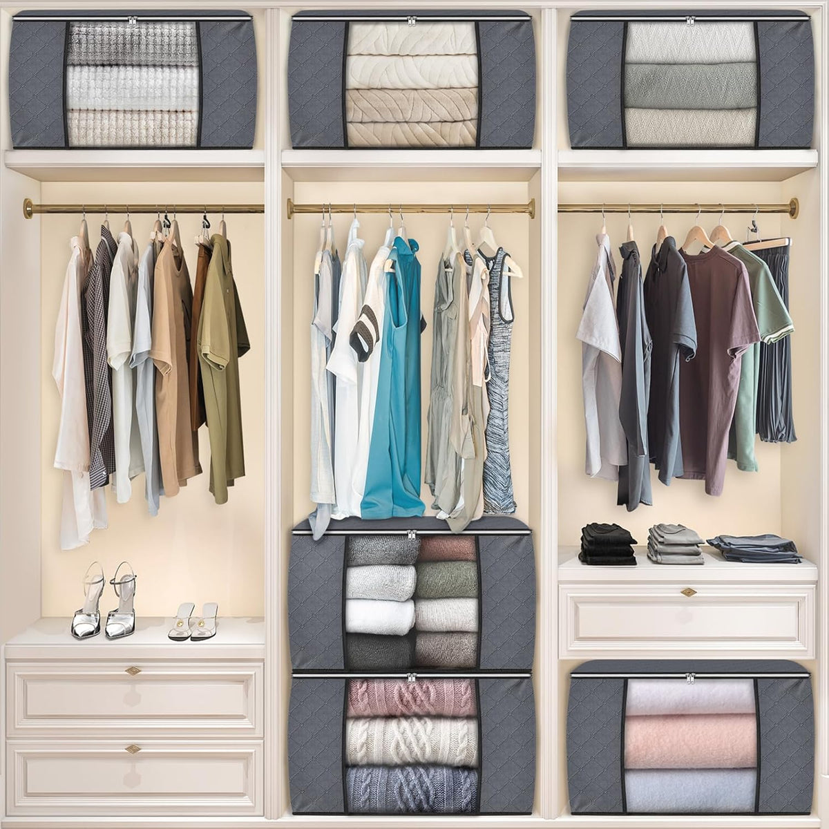 Fab totes Storage Bags for Clothes Blanket Storage Bins with Lids