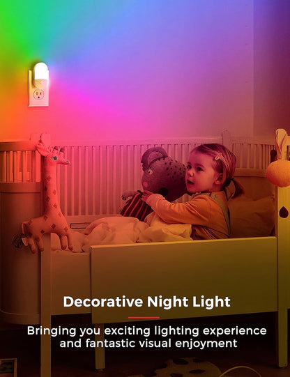 L LOHAS LED Amber Night Light, Night Lights Plug into Wall[2 Pack], 0.6W 2000K LED Night Light, Dusk to Dawn Sensor, 30/60LM Adjustable Brightness, Automatic Low Blue Nightlight for Kids, Bathroom