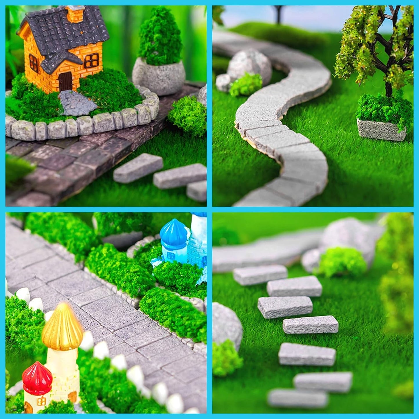 Cayway 26 PCS Outdoor Fairy Garden Miniatures Mini Zen Garden Accessories, Artificial Grass, Model Trees, Terrarium Ornaments, Dollhouse Supplies, Bonsai Decorative Craft Tools Kit