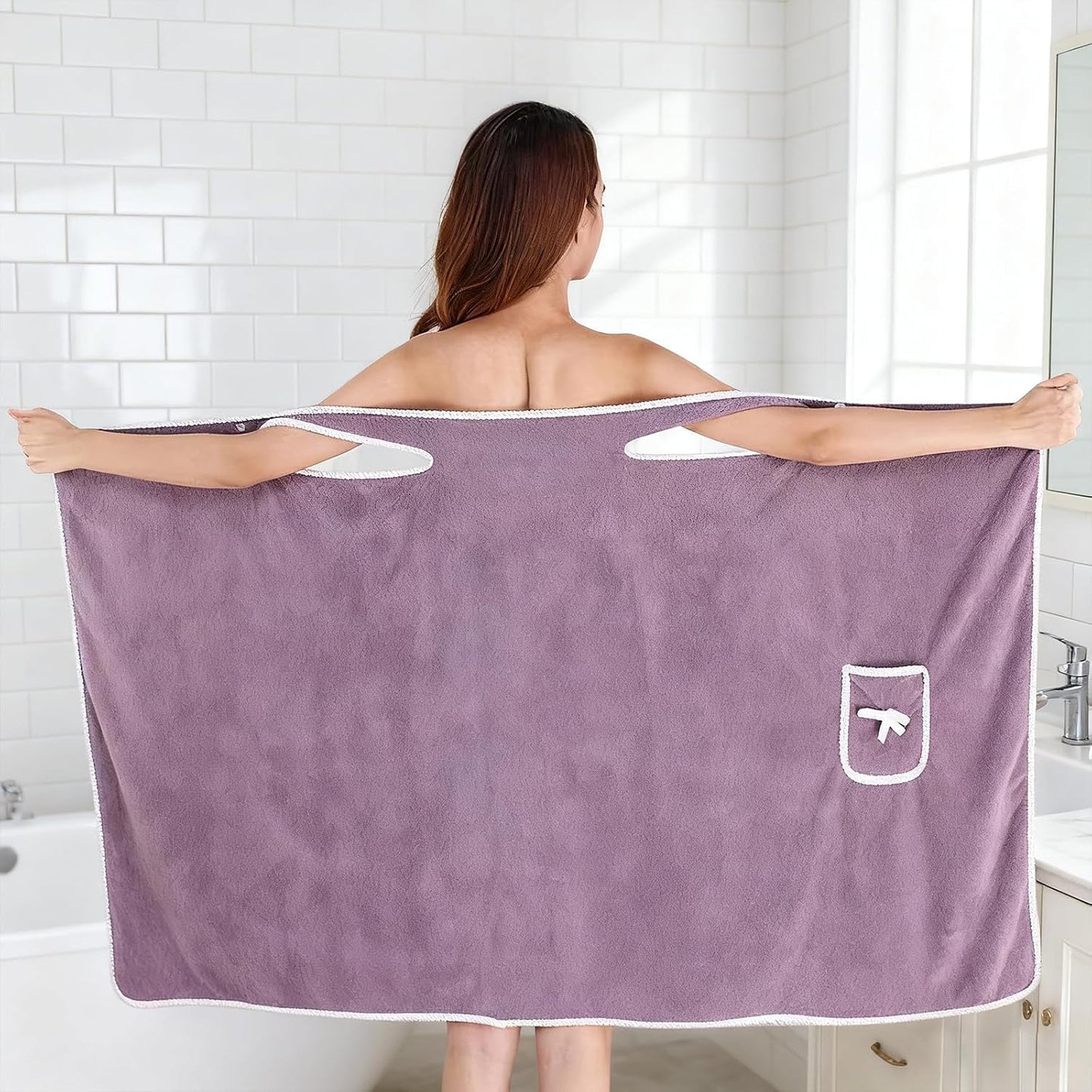 Women's Wearable Towel Bathrobe,Plus Size Wearable Shower Skirt,Quick Dry Absorbent Bath Towel for Comfortable Home Spa Body,Green, 53x31in/50-70kg