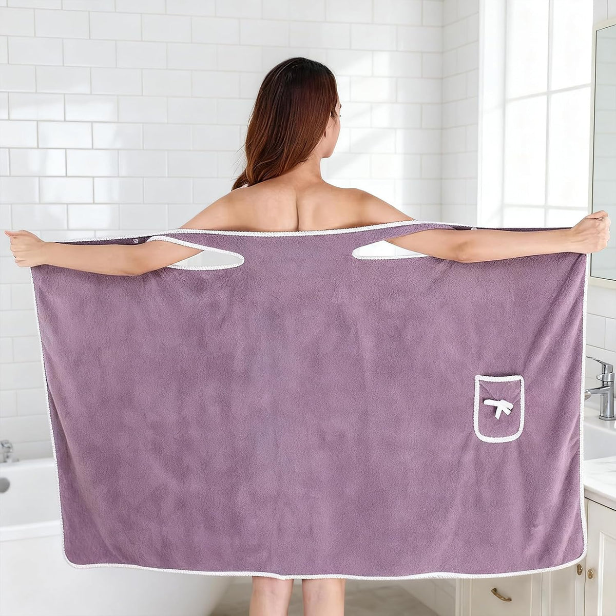 Women's Wearable Towel Bathrobe,Plus Size Wearable Shower Skirt,Quick Dry Absorbent Bath Towel for Comfortable Home Spa Body,Green, 53x31in/50-70kg