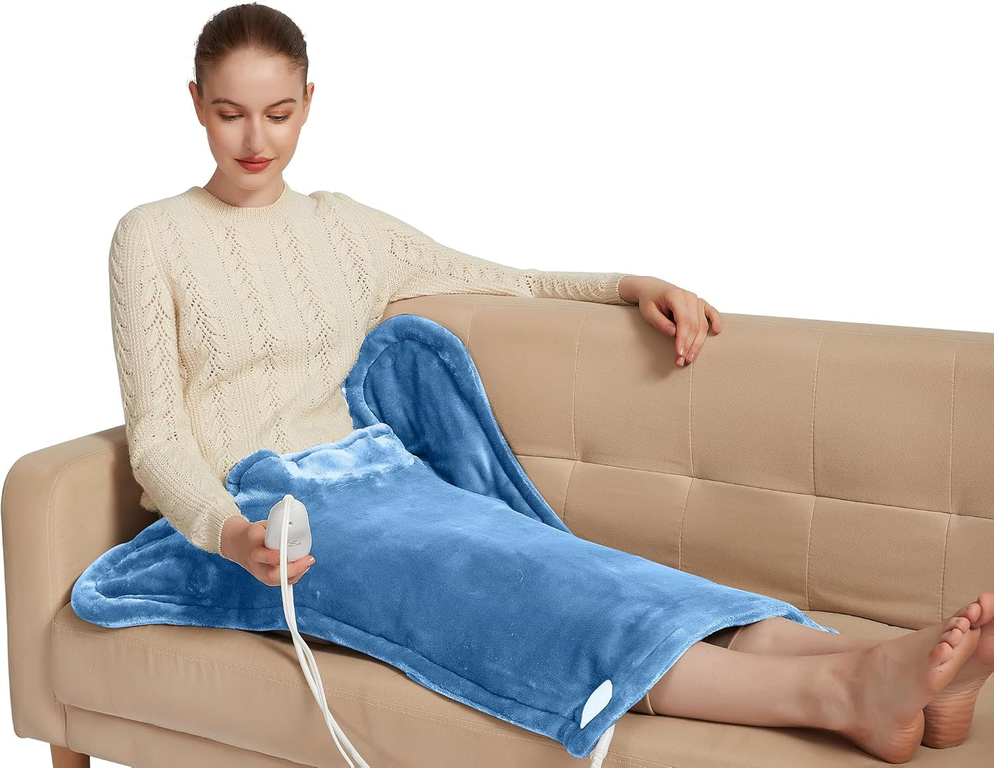 Ambershine 17''x33'' XXXL King Size Heating Pad with 12 Temperature Settings & 4 Auto-Off Countdown Timers, Pain Relief for Back/Neck/Shoulders/Abdomen/Legs(Dark Teal)