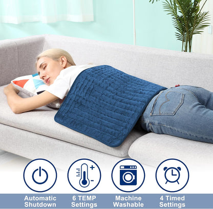 Electric Heating pad with 6 Heat Settings, Auto Shut Off, Dry Electric Heating for Back Neck Knee Arms Legs Shoulder Heat Pads for Christmas Birthday Father Mother's Day (24"X12", Gray Green)