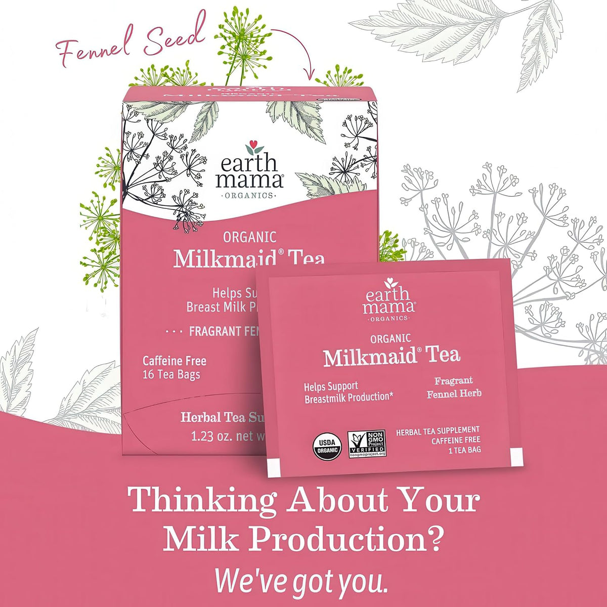 Earth Mama - Organic Milkmaid Tea, Lactation Support - 32 Teabags