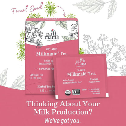 Earth Mama - Organic Milkmaid Tea, Lactation Support - 32 Teabags