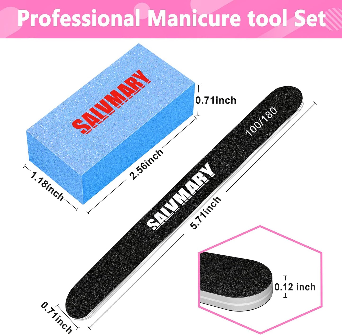 Nail Files and Buffers, Professional Manicure Tools Kit, 100/180 Grit Double Sided Emery Boards for Nails, 80/100 Grit Nail Buffer Blocks Supplies for Home Salon 8Pcs